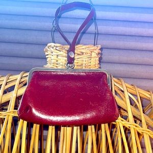 Red HOBO wristlet with chartreuse interior